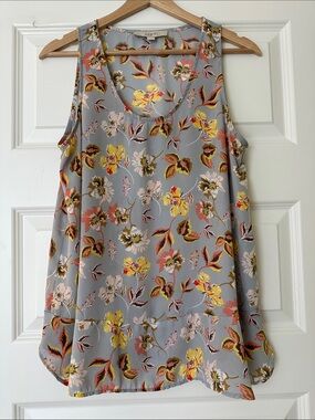 LOFT Earl Grey Floral Sleeveless Blouse